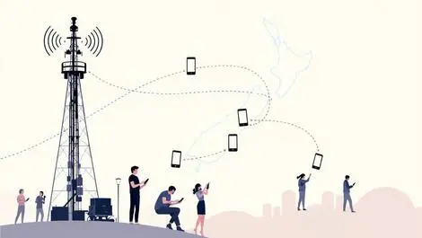 New zealand network tower mobile services smartphones map people using devices