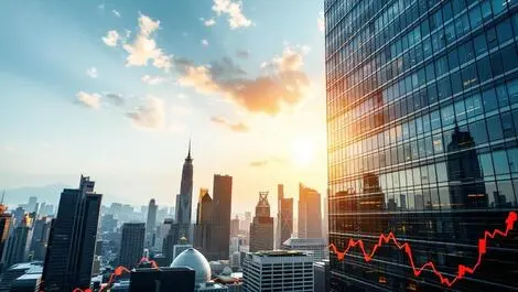 Modern office building urban skyline business growth financial success asia pacific