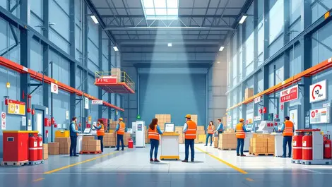 Modern warehouse fire safety equipment self service stations australian industrial daylight