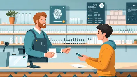 British shop counter biometric fingerprint scanner age verification vape