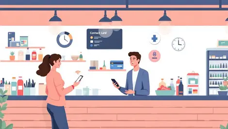 Uk small shop customer contactless payment smartphone digital wallets icons