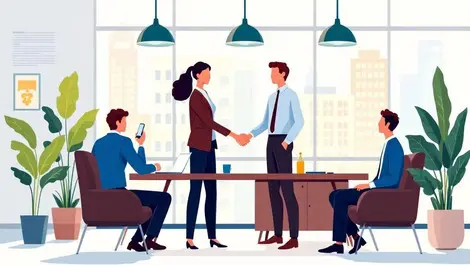 Professional workspace business people shaking hands finance experts australian office