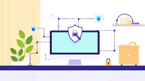 Computer shields digital network lines padlock cybersecurity digital privacy home