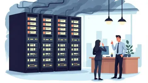 Darkened data center disconnected servers worried business professionals australia new zealand online sales disruptions financial losses