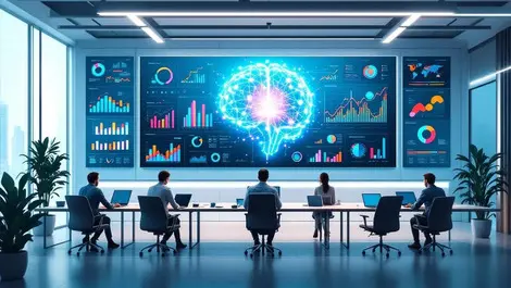 Modern enterprise office ai data brain dashboards collaboration