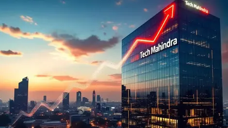 Tech mahindra glass headquarters indian skyline digital growth