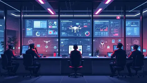 Modern singapore home team command center robotics drones ai